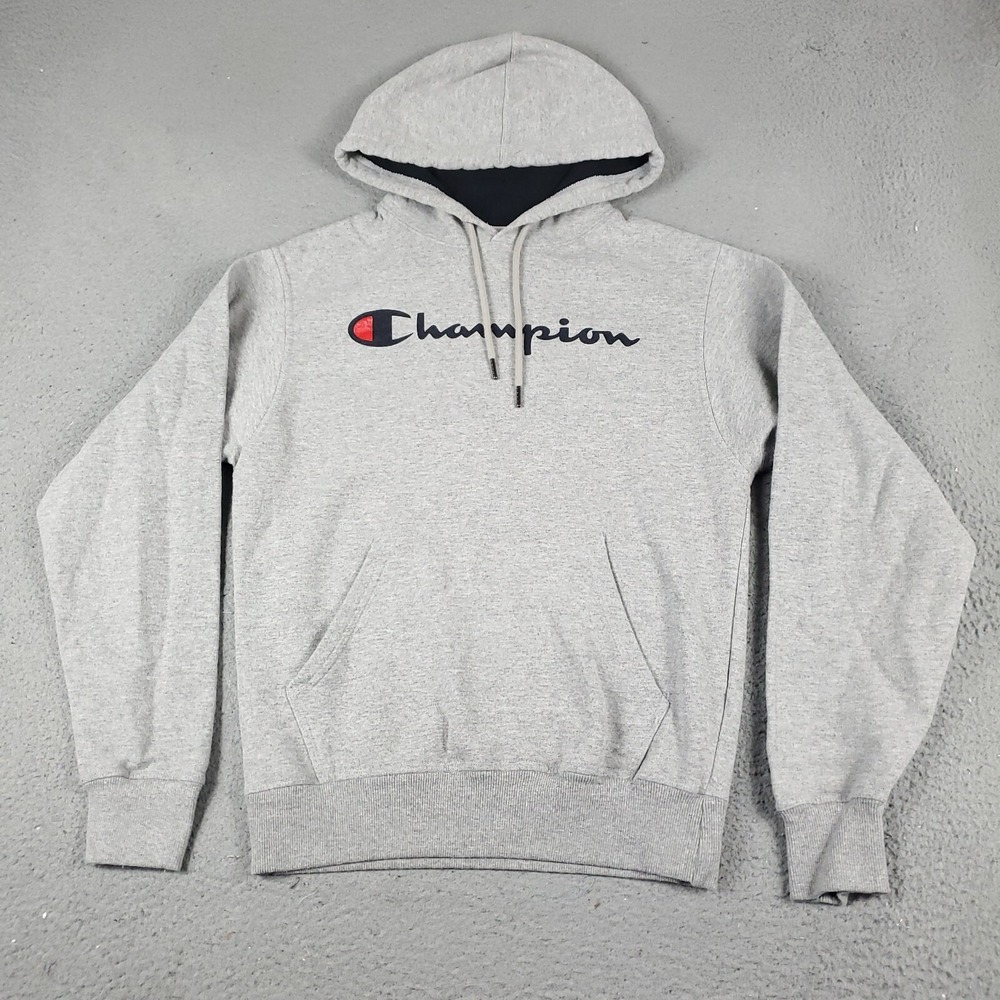 Champion Mens Small Gray Hoodie Pullover Sweatshirt Logo Athletic Knit S